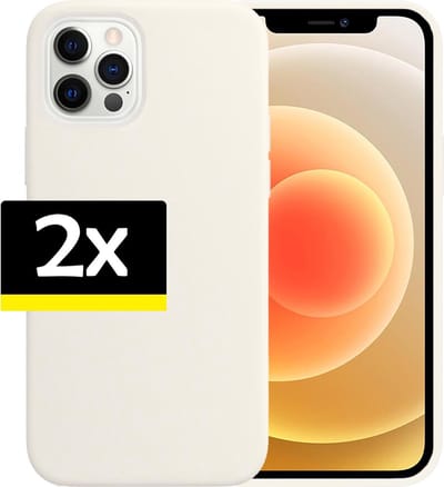 Hoesje - 2 Stuks - Geschikt voor Apple iPhone 12 Pro - Sterk & Shockproof - Case Siliconen - Back Cover - Telefoon Hoes - Telefoonhoesjes - Wit