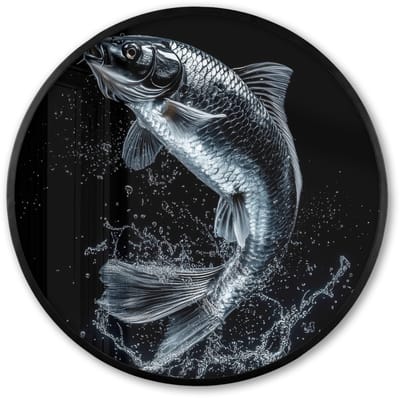 Poster in lijst Rond - Fotolijst 60x60 cm - Posters - Vis - Koi - Zwart - Water - Ronde posterlijst zwart - Decoratie - Wanddecoratie woonkamer - Muurdecoratie slaapkamer
