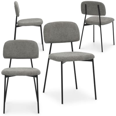 Eetkamerstoelen TOLEDO, set van 4, gestoffeerd – lichtgrijs