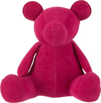 J-Line figuur Beer - fluweel/katoen - roze - small