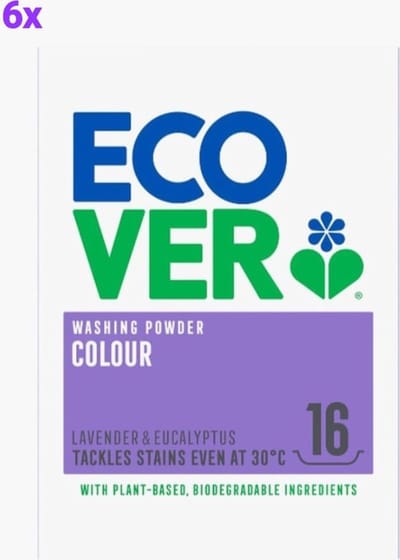 Ecover Waspoeder Kleur Voordeelverpakking 6x 16 Wasbeurten 6x 1,2 kilo