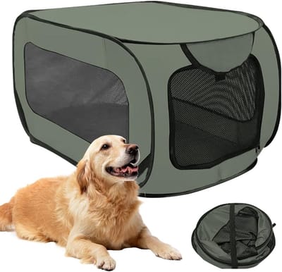 Vouwbare Honden Transportbox 92x52x52cm met Dubbele Deur en Veiligheidsslot voor Auto, Ideaal voor Reizen en Vakanties met Huisdieren
