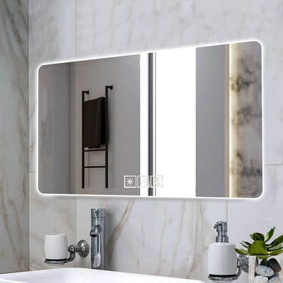 HAUSS SPOLE Spiegel – LED – 60x100 cm – Glas;Metaal – Grijs – Driekleurig Dimbaar Met Ontwasemfunctie, Aanraakbediening En Continu Dimmen