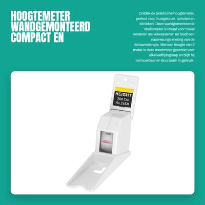 Dailygoods- Stadiometer 2 meter - Wandgemonteerde Hoogtemeter - Intrekbaar Meetlint - Geschikt voor Kinderen/Volwassenen - Duurzaam Materiaal - Nauwkeurig en Betrouwbaar