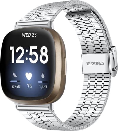 Strap-it Luxe RVS horlogeband - stalen bandje geschikt voor Fitbit Versa 3 / Fitbit Sense - zilver