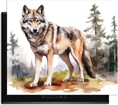 KitchenArt - Wild Wolf - Inductie Beschermer - 65x52 cm - Kookplaat Beschermer - Luxe Afdekplaat Inductieplaat - Anti-slip & Oprolbaar - Beschermmat Inductiekookplaat