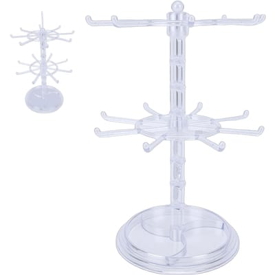 2-laags Roterende Sieraden Display Stand Ketting Armband Oorbellen Horloges Sleutelhangers Houder Acryl Sieraden white