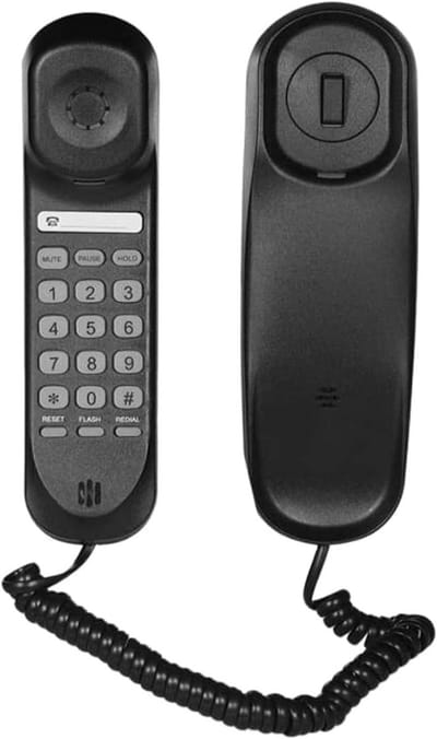 Vaste Telefoon - Bureau Telefoon - Kantoor Communicatie - Wandmontage Mogelijk - 21x7x6 cm - Zwart