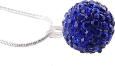 Behave - Ketting met bolvormige hanger met steentjes - 31 cm - Blauw
