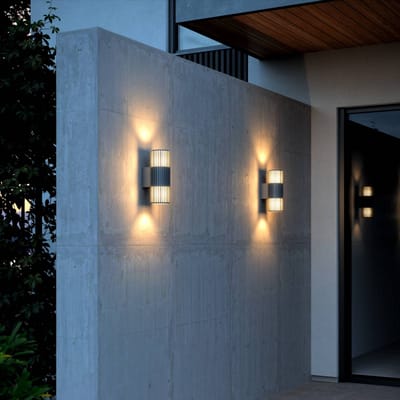 Nordlux Buitenwandlamp Aludra Double Seaside, aluminium, antraciet, 2-lamps.