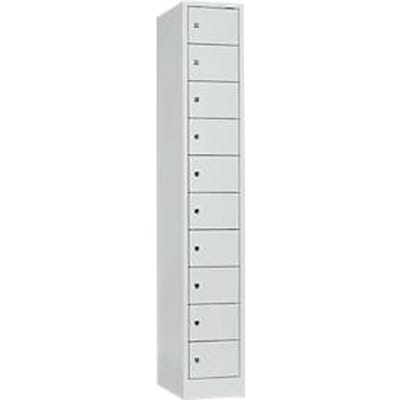 Lockerkast, plaatstaal, deuraanslag rechts, cilinderslot, 10 vakken, B 300 x H 1800 mm, lichtgrijs RAL 7035/lichtgrijs RAL 7035