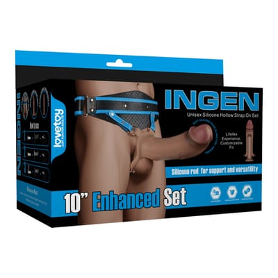LoveToy - Ingen - Holle Strap-on met Siliconen Staaf – 25 cm - Lichte huidskleur