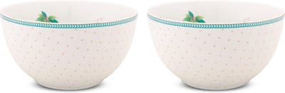 Pip Studio Jolie Flowers Dots Kommen - Servies - Set van 2 schaaltjes - Goud - 15cm