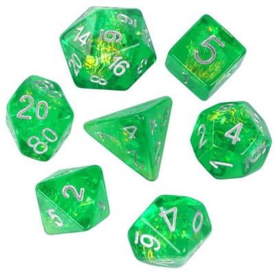 HOT Games dobbelstenen set groen 7-delig kunststof dobbelspel.
