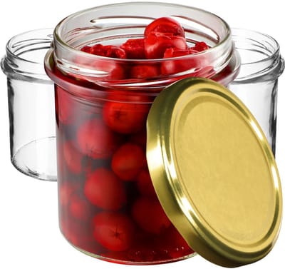 KADAX jampotten, 350 ml, diameter 82 mm, inmaakpotten met schroefdeksel, honingpotten, voorraadpotten voor paddenstoelen, jam, honing (10 stuks, goud)