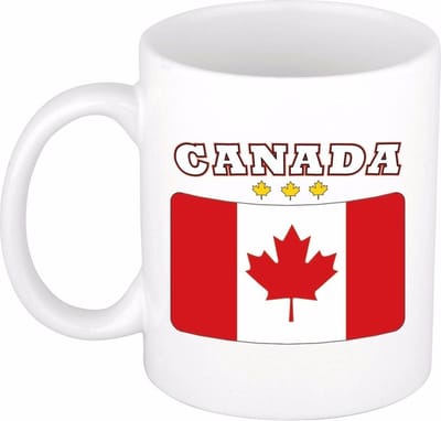 Vlag Canada koffiemok - drink beker supporters - Canadese vlag - 300 ml - keramiek - wit - 300 ml