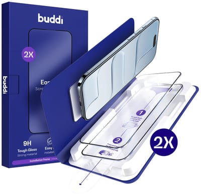 2-Pack Screenprotector Geschikt voor iPhone Air - Buddi Easy Fit Tempered Glass met Installatietray - 9H+ Gehard Glas - Case Friendly Glasplaatje - Eenvoudige montage