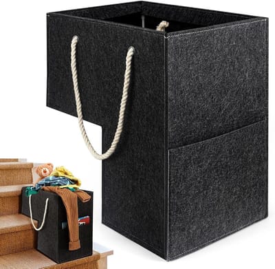 Trapmand met handvat - Opbergmand trap - Ruimte organiseren - Zacht en niet-schurend - 42 x 42 x 25.5 cm