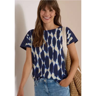 Shirt met verschillende texturen en print