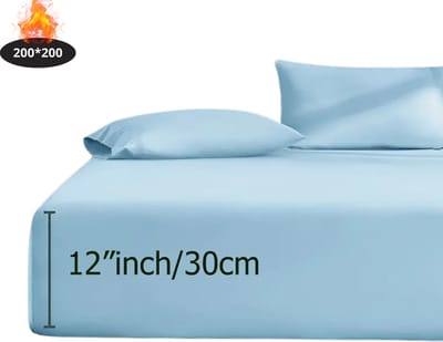 Nivard Hoeslaken Set - Inclusief Kussensloop - 3 Delige Set - Beddengoed - Fitted Sheet - Pillow Case - Bed - Lichtblauw 200 x 200