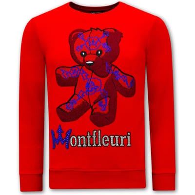 Heren Sweater met Print Teddy Bear - 3617 - Rood