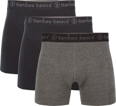 Bamboo Basics Heren Bamboe Boxershorts Rico (3-pack) - Zwart, Zwart & Grijs - Ondergoed Heren - Boxershort Heren Lange pijp - Maat S
