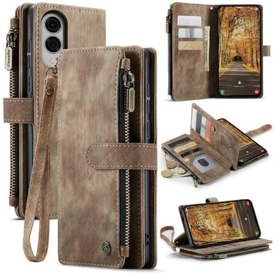 CaseMe Hoesje - Geschikt voor Samsung Galaxy S25 Edge Hoesje - CaseMe C30 Book Case met Portemonnee - Bruin
