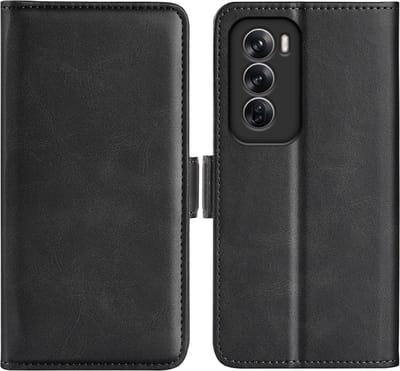 MobyDefend Hoesje - Geschikt voor Oppo Reno12 - Luxe Wallet Book Case (Sluiting Zijkant) - Zwart