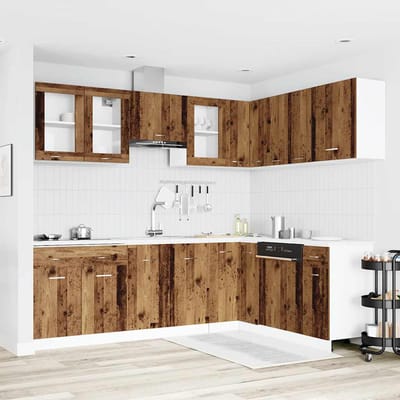 vidaXL - 11-delige - Keukenkastenset - Lyon - bewerkt - hout - oud - houtkleurig