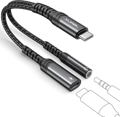 USB C Headphone Adapter en Oplader, 2-in-1 Type C naar 3.5mm Jack AUX, Ondersteunt PD 60W Snelladen, Geschikt voor iPhone 15 Pro Max en Andere Apparaten