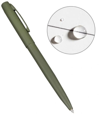 Rite In The Rain Clicker All-Weather Metal Pen Olive Drab Green - Hervulbaar - Schrijft ondersteboven!
