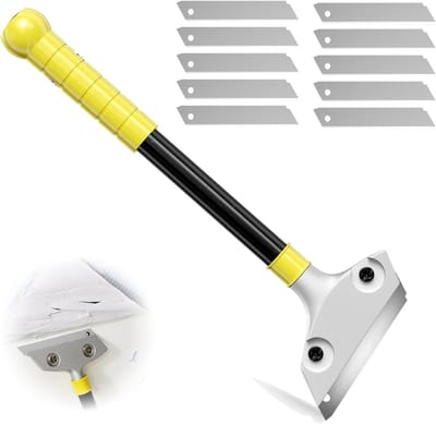 Set van 30 cm Tapetenschrapers met Rubber Handvat en 10 Vervangbare Bladen voor Effectieve Verwijdering van Behang en Stickers