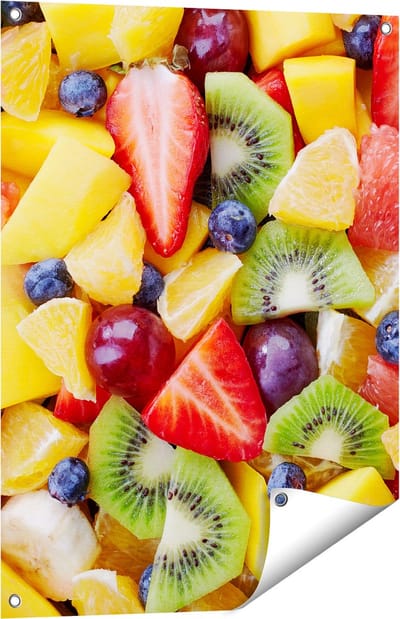 Gards Tuinposter Diverse Kleurrijke Fruit Achtergrond - 60x80 cm - Tuindoek - Tuindecoratie - Wanddecoratie buiten - Tuinschilderij