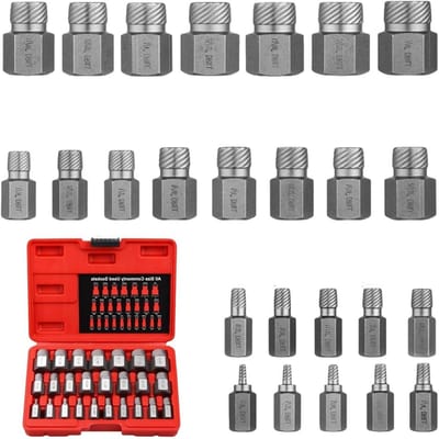 Schroevendraaier Set - Bouttrekker Set - Beschadigde Schroeven Verwijderen - Multi-tand Grip - 25 Stuks - Zilverkleurig