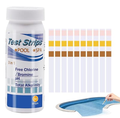 Teststrips voor zwembadwater 50 stuks - 3-in-1 teststrips voor waterkwaliteit - pH chloor en hardheid - Geschikt voor zwembad en spa - Sneltestkit voor warm badwater - Eenvoudig en betrouwbaar onderhoud