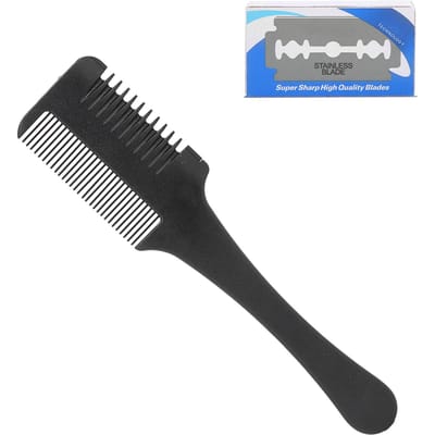 Haarscheermes Kam Verwijderbare Dubbelsnijdende Scheermesjes Professionele DIY Haar Uitdunningskam black