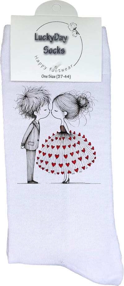 Valentijn cadeau - Valentijn sokken - Grappige sokken - Leuke sokken - Hem Haar sokken - Vrolijke sokken - Liefde - Trouw Cadeau - Vaderdag - Moederdag - Verjaardag cadeau - Bruiloft - Kerst cadeau - Leuk Cadeau - Socks maken Happy - 37-44 - Kus