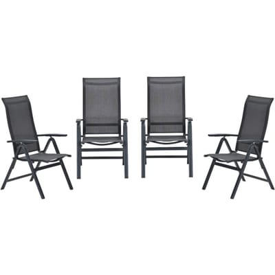 Garden Impressions Osaka verstelbare tuinstoelen set van 4 – carbon black / dark grey
