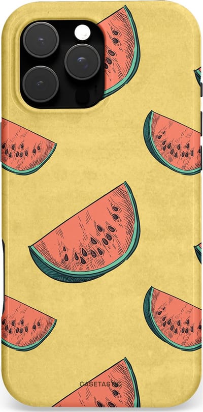 Casetastic Hoesje Geschikt voor Apple iPhone 16 Pro Max Magsafe - Stijlvolle Beschermende Duo-layer Case - Retro Meloengeel