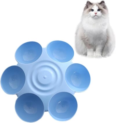 Bloemen Voerbak - Huisdier Voerstation - Zorgeloos Eten - Ergonomisch Kantelontwerp - 14 inch - Blauw
