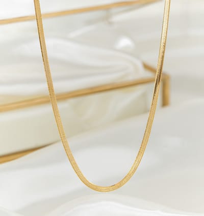 Platte Ketting | Stainless Steel Goud
