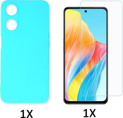 Casemania Hoesje Geschikt voor Oppo A18 & A38 Turquoise & Glazen Screenprotector - Siliconen Back Cover