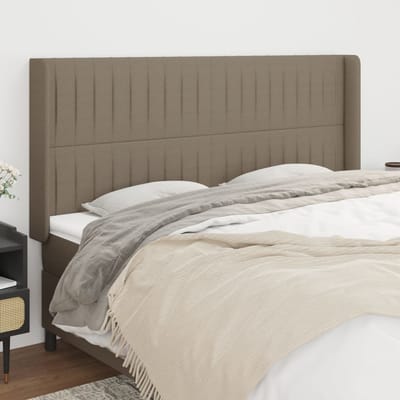vidaXL - Hoofdbord - met - randen - 163x16x118/128 - cm - stof - taupe