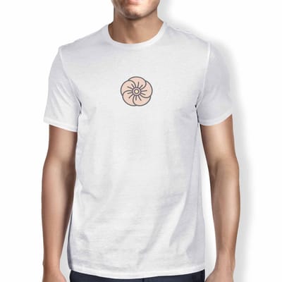 Basic T-shirt voor heren, 100% katoen, regular fit, Digital Icon Printed, maat: S, kleur: wit, wit, S