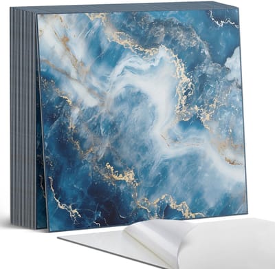 Coloray Plaktegels - Abstract marmerpatroon Zelfklevende Tegels - 20 cm x 20 cm - Blauw Plaktegels - 20 stuks - Vierkant PVC Tegels - Plaktegels Badkamer - Plaktegels Vloer - Vinyl Tegels - Wandtegel Zelfklevend