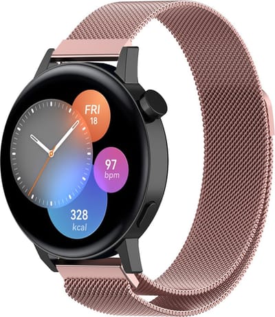 Strap-it Luxe Milanese bandje - geschikt voor Huawei Watch GT 2 42mm / GT 3 42mm / GT 3 Pro 43mm - roze