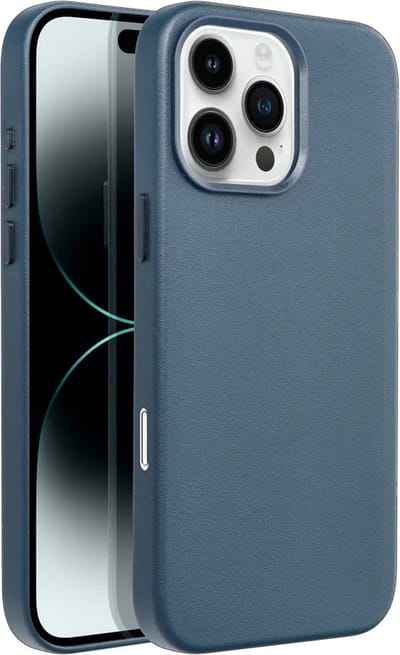 Casify Leren Hoesje geschikt voor MagSafe iPhone 16 Pro Max Hoesje - Donkerblauw