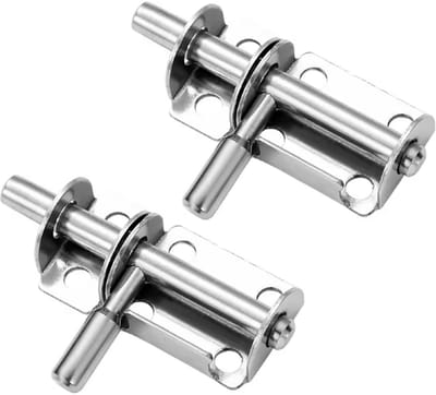TLVX 2 stuks Sterke RVS Deurvergrendeling Zilver – Schuifslot – Toilet Vergrendelen – Poort slot – Deur Beveiligen – Kastdeur – Deurslot – Gesp – Deurbeugel – Tuindeur – Meubel – Schuur – Raam – Kast – Lade – Schuifdeur – Garage – Roestvrij Staal