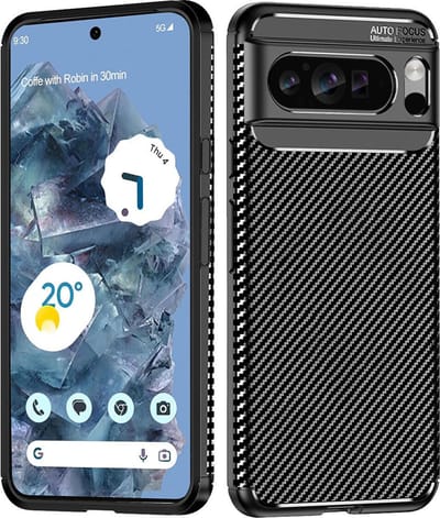 Techsuit Carbon Fiber Silicone Back Cover Hoesje geschikt voor Google Pixel 9 Pro XL - Zwart