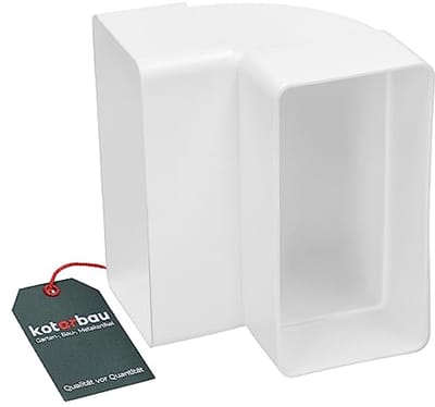 Omleidstuk 120 mm x 60 mm - Verticaal 90 Graden Kanaalboog - Rechthoekig Kunststof Kanaalverbinder - Wit